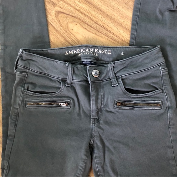 AE Grey Super Low Jegging size 6 long - Picture 2 of 8